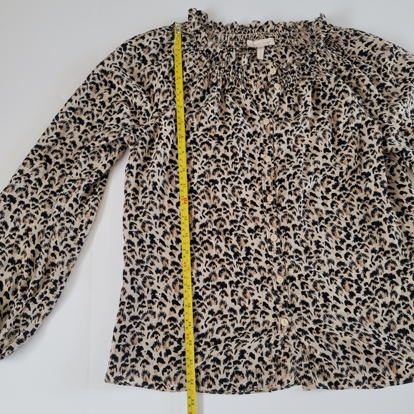 Rebecca Taylor Long Sleeve Silk Leopard Print Button Up Blouse, Size XS - Picture 5 of 7